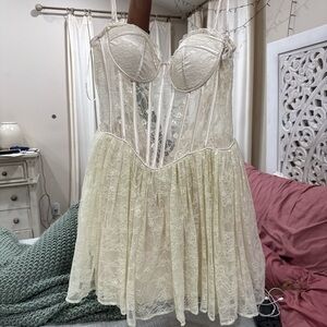 AKIRA Cream Lace Corset Dress